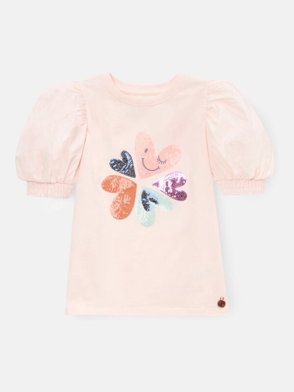 Seraphine Angel & Rocket Fusia Pink Eve Ruffle Heart Puff Sleeve T-Shirt