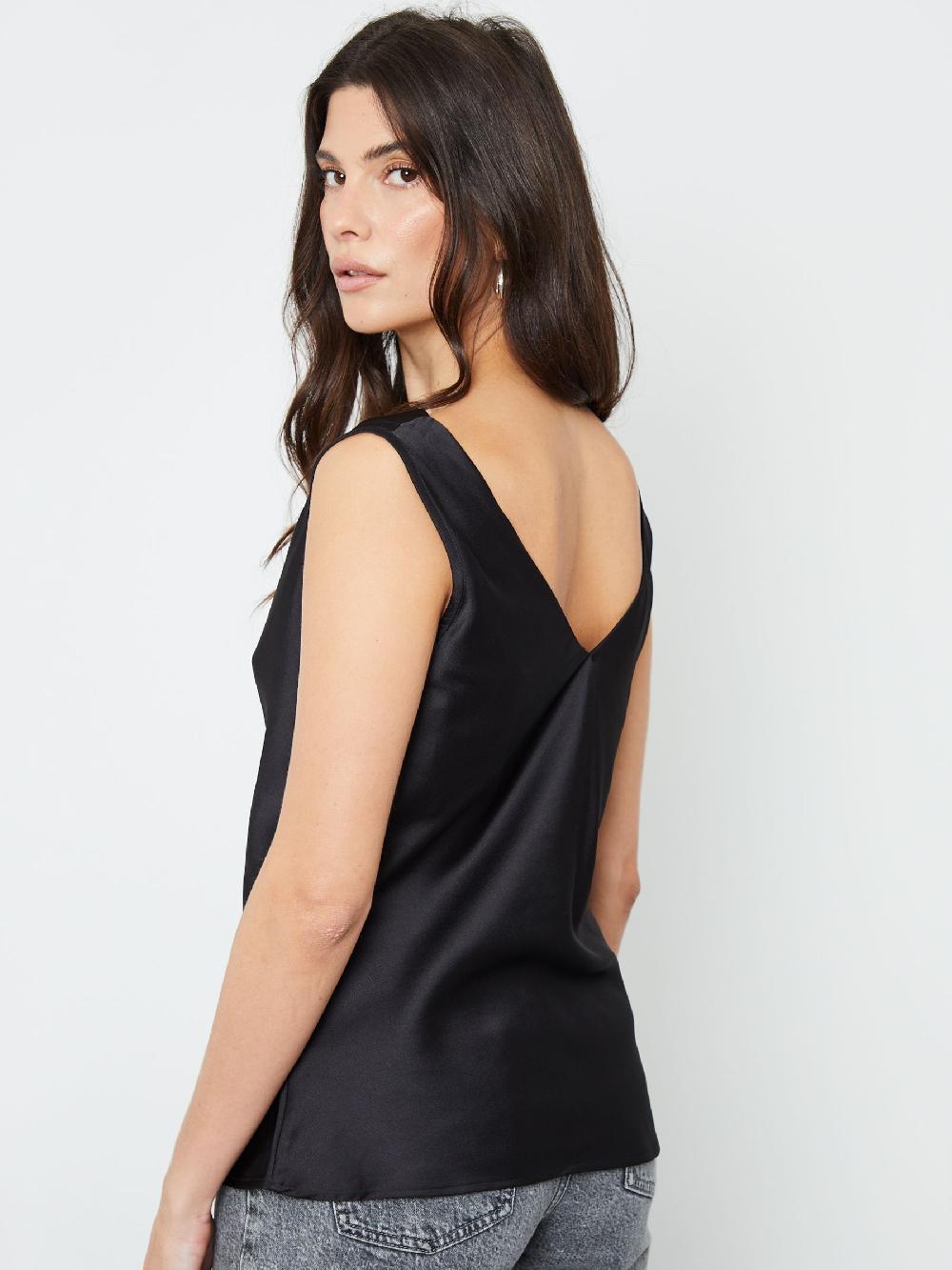 seraphine Another Sunday Black Satin Sleeveless Cowl Cami Top