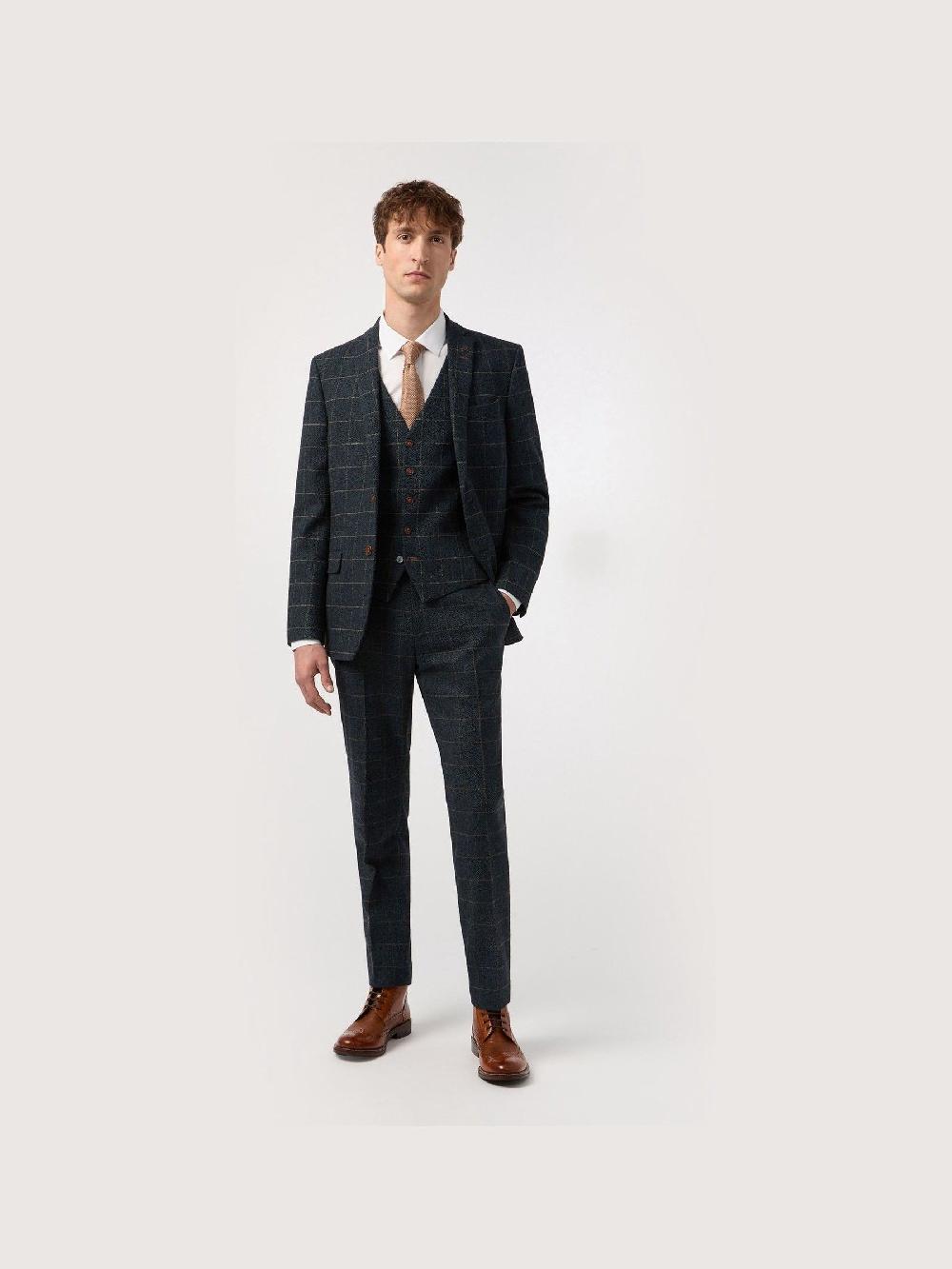 Seraphine Antique Rogue Blue Dax Herringbone Check Jacket