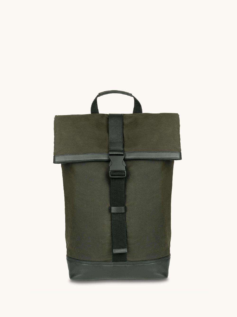 seraphine Apatchy Green The Cavendish Waxed Canvas & Leather Backpack