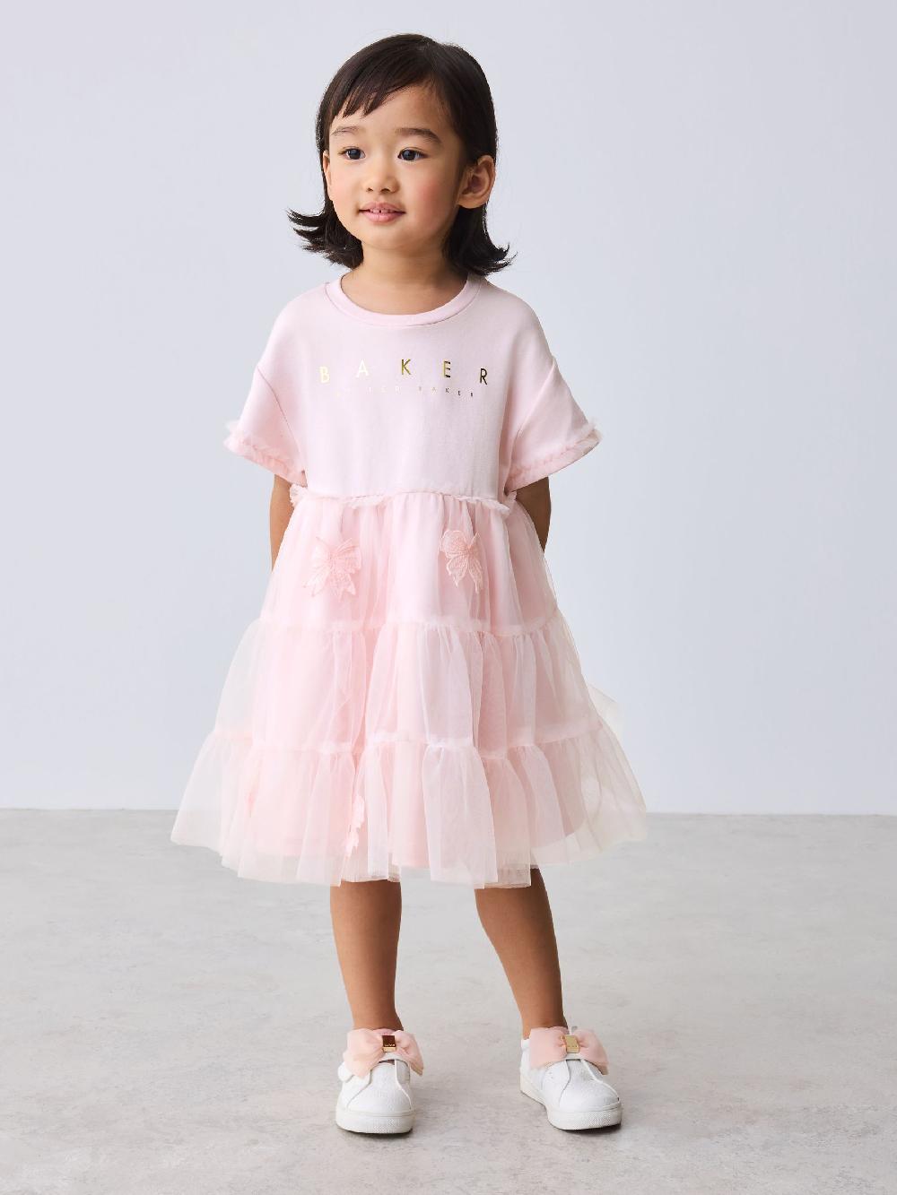 seraphine Baker by Ted Baker Pink Mesh 3D Bow Skirted Mockable Dress