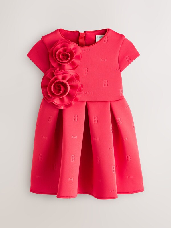 Seraphine Baker By Ted Baker Red 3D Corsage Embossed Scuba Dress