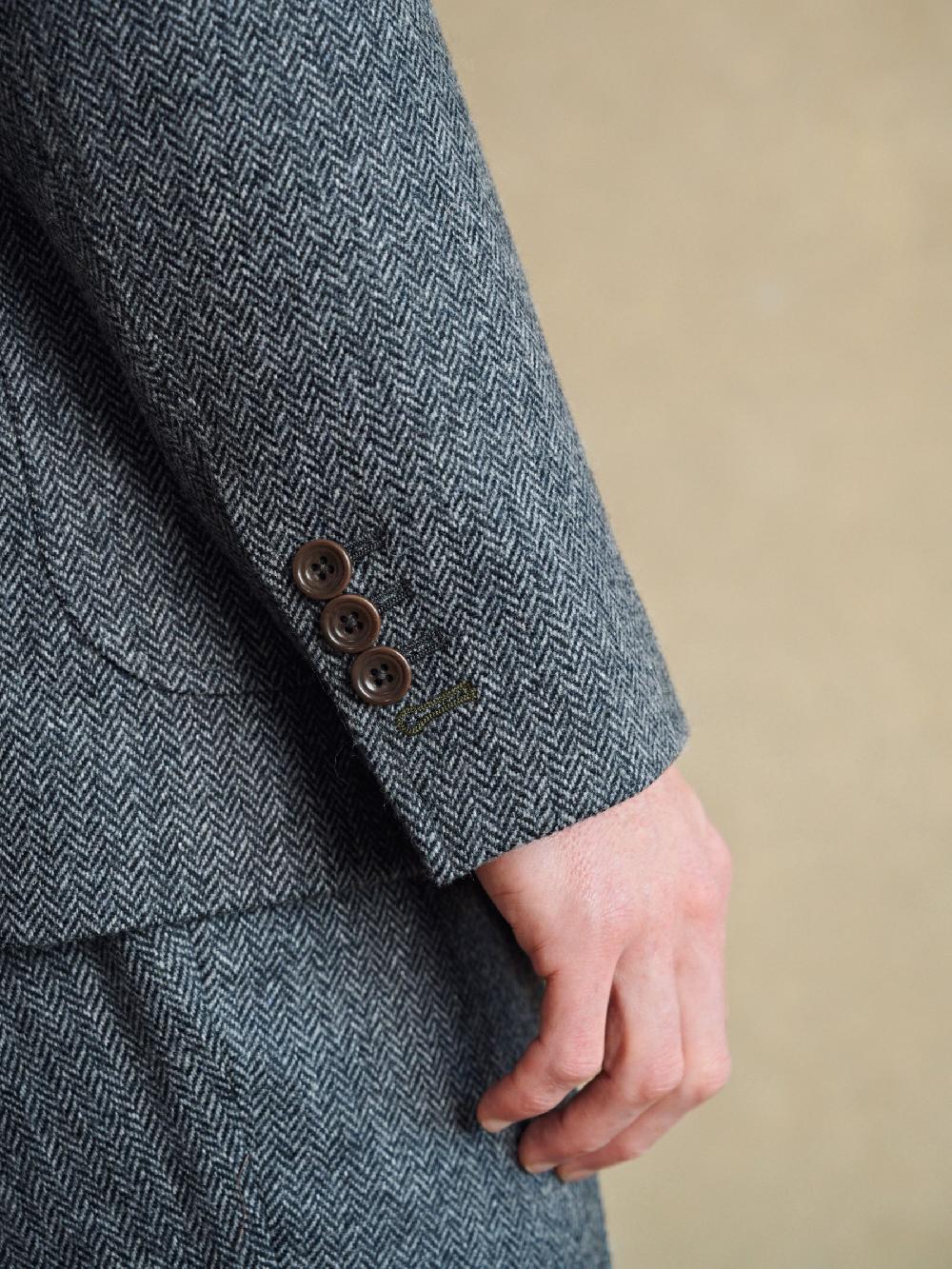 seraphine Barbour® Grey Herringbone Slim Fit Suit Jacket