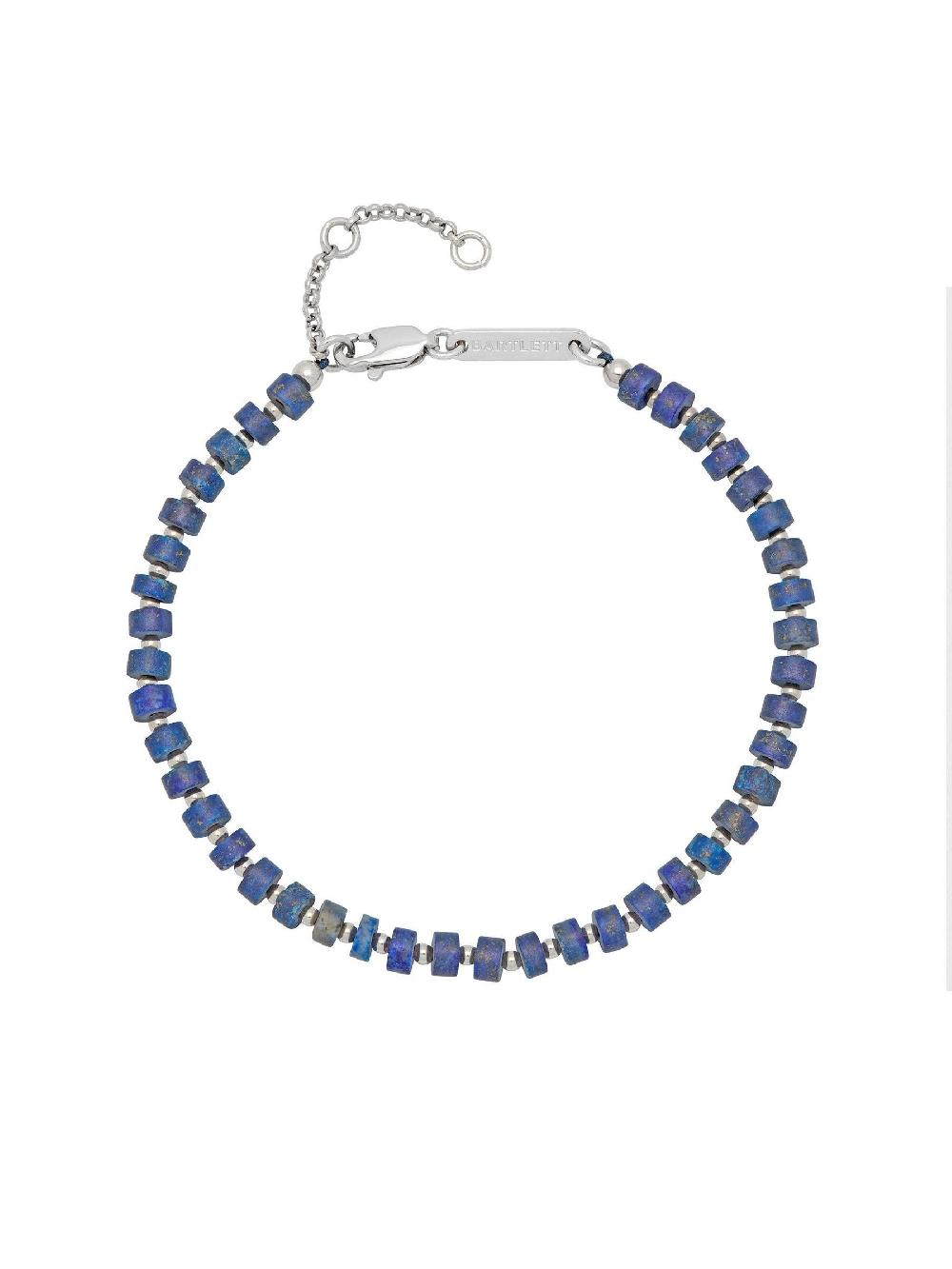 seraphine Bartlett Mens Silver Tone Lapis Lazuli Rondelle Bracelet