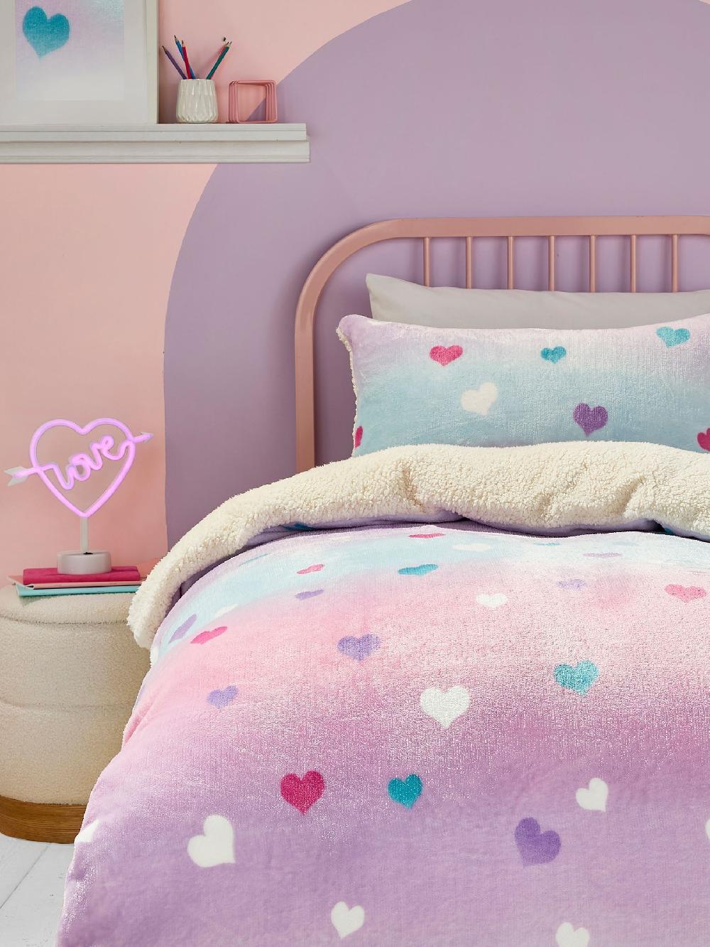 Seraphine Bedlam Multi Cosy Ombre Heart Plush Duvet Cover Set