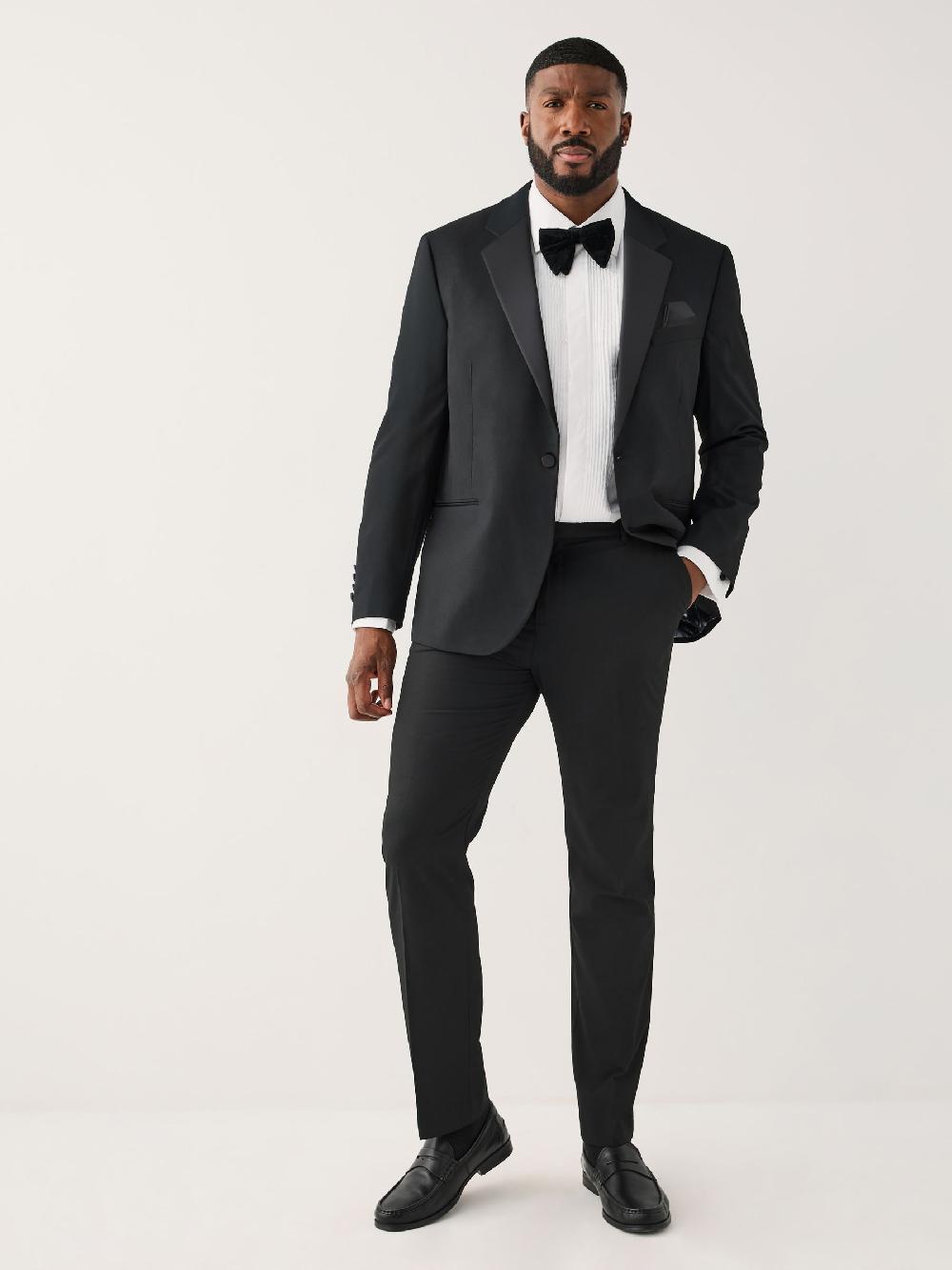 seraphine Black Muscle Fit Motionflex Stretch Tuxedo Suit Jacket