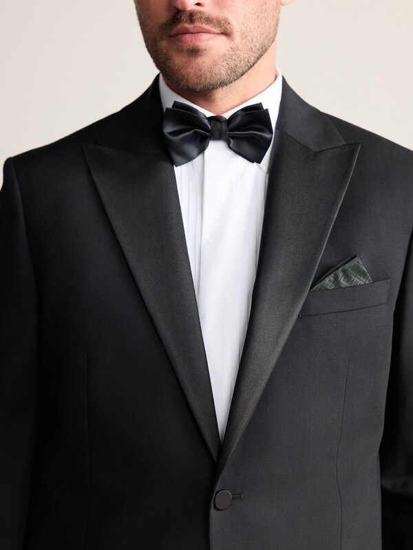 Seraphine Black Regular Fit Signature Nova Fides 100% Italian Wool Tuxedo Suit Jacket