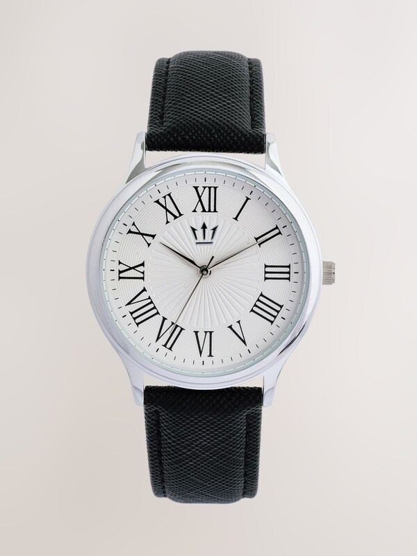 Seraphine Black/White Classic Watch With Saffiano Textured Strap