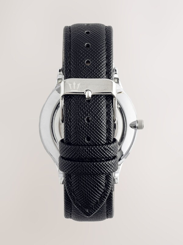 Seraphine Black/White Classic Watch With Saffiano Textured Strap