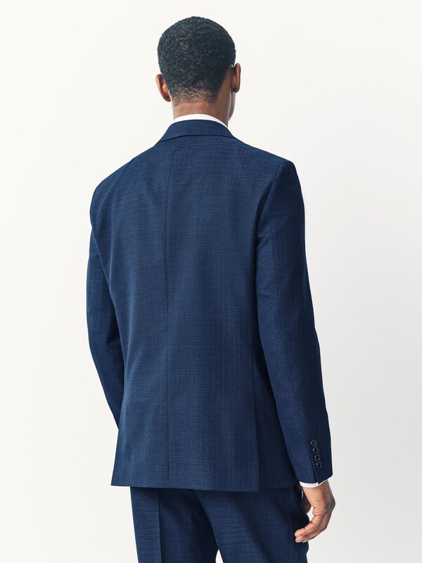 Seraphine Blue Tailored Fit Textured Wool Blend Suit Jacket