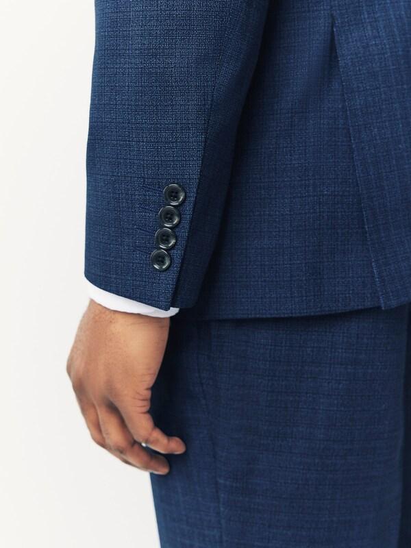 Seraphine Blue Tailored Fit Textured Wool Blend Suit Jacket