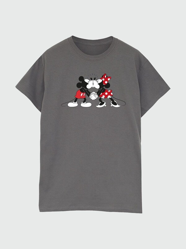 Seraphine Brands In Grey Women Boyfriend Fit 100% Cotton Disney Minnie And Mickey Kiss T-Shirt