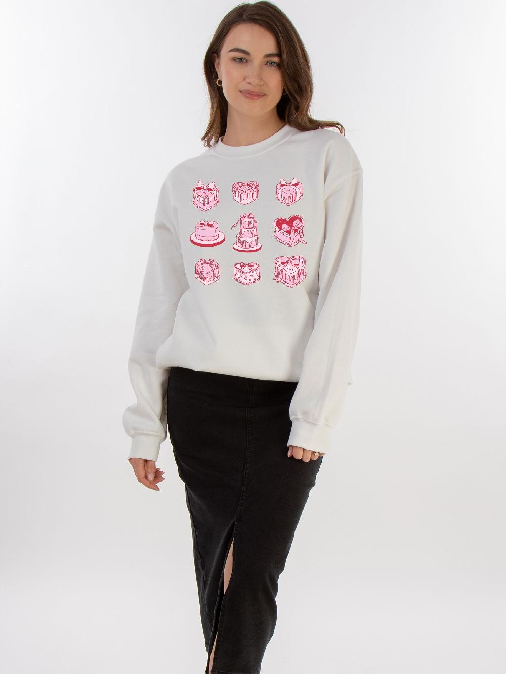 Seraphine Brands In White Valentine's Day Cake Sweat Top