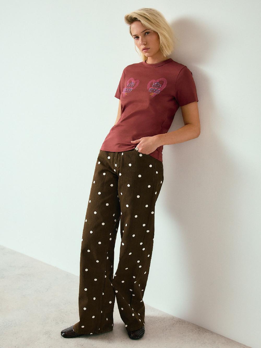 seraphine Burgundy Red Hearts and Valentines Essential T-Shrit