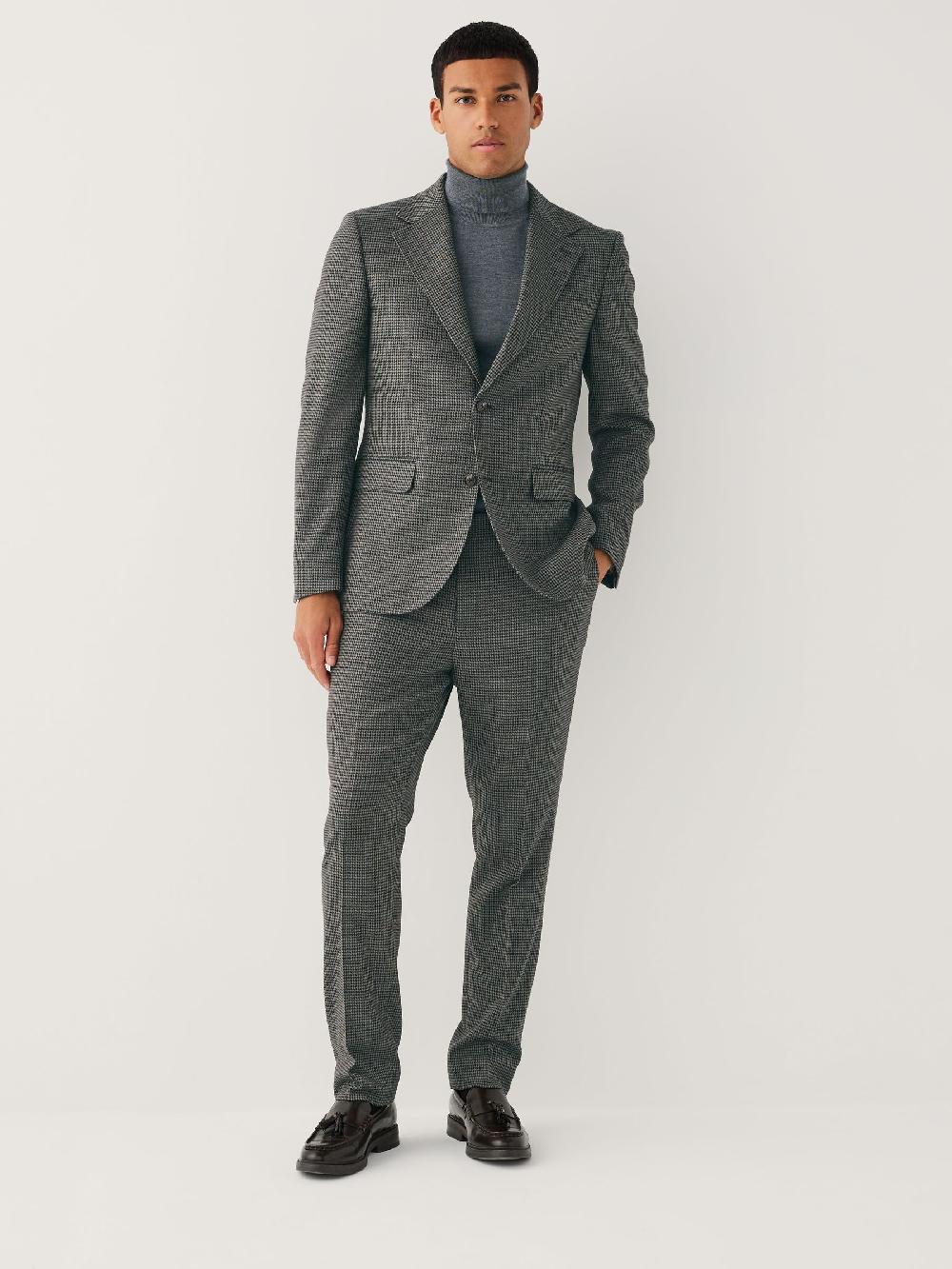 seraphine Charcoal Grey Slim Fit Puppytooth Wool Blend Suit Jacket