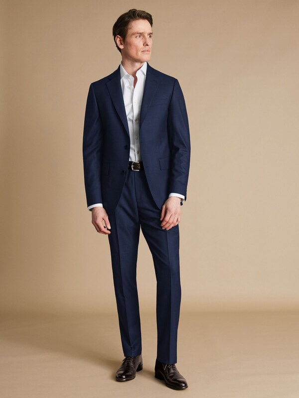 Seraphine Charles Tyrwhitt Blue Slim Fit End On End Travel Suit: Jacket