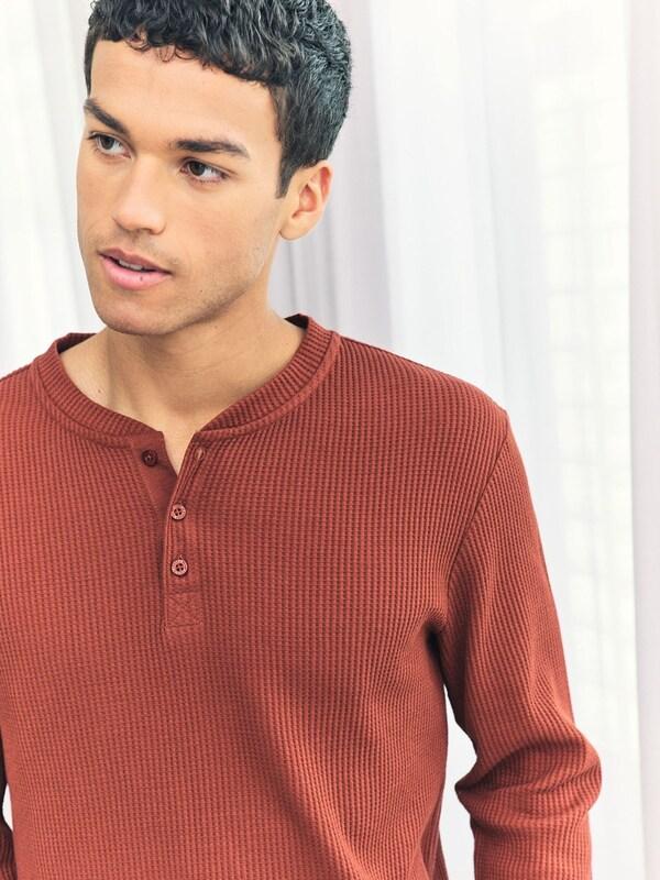 Seraphine Chelsea Peers Orange Waffle Henley Lounge Top - Rust