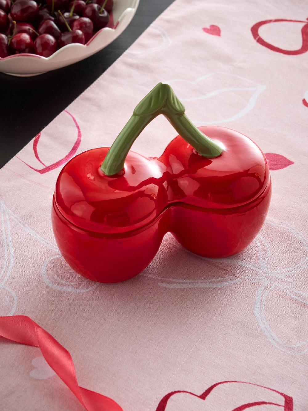 Seraphine Cherry & Almond Ceramic Cherry Valentines Decorative Candle