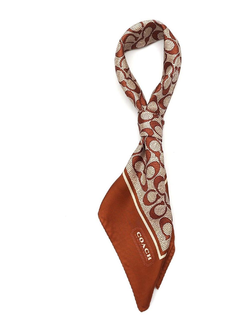 seraphine COACH Red Vintage Signature Printed Silk Square Scarve