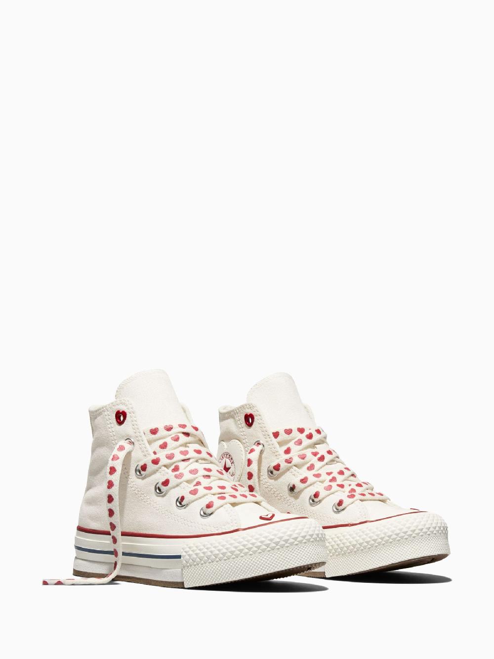 Seraphine Converse White Chuck Taylor Lift Platform Hearts Trainers