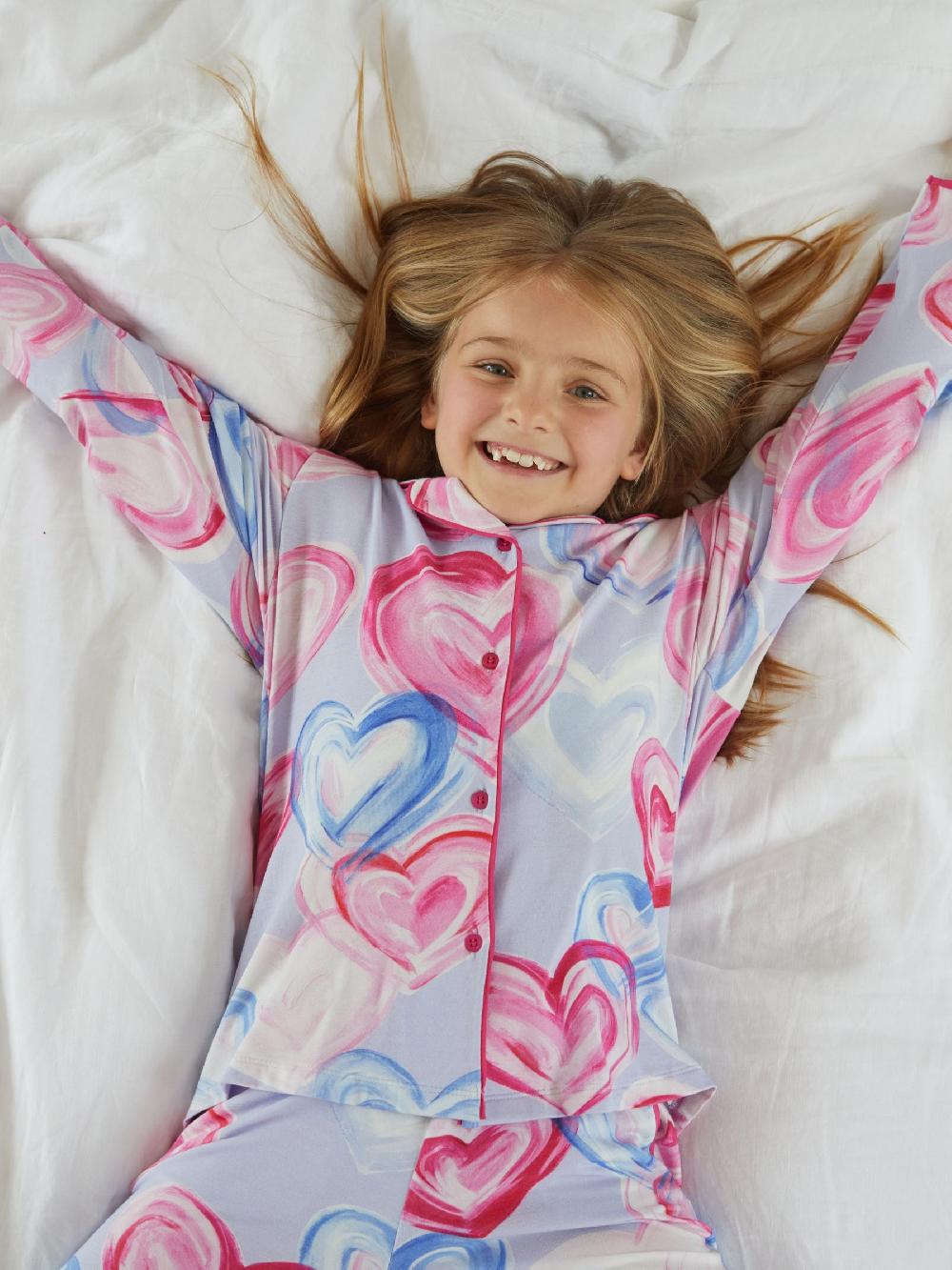 seraphine Cyberjammies Blue Chloe Heart Printed Jersey Pyjama Set