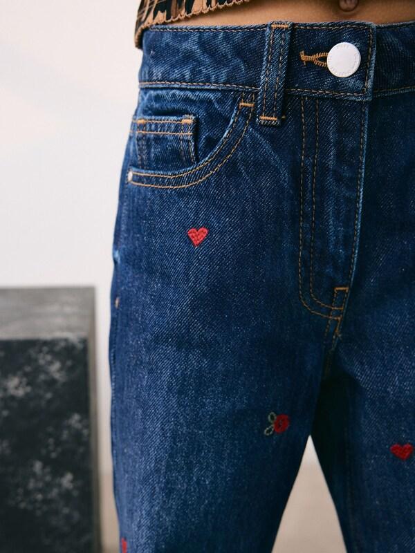 Seraphine Dark Blue Wide Floral Print Embellished Jeans (3-16yrs)