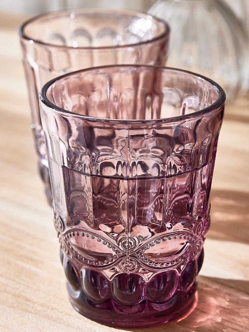 Seraphine Dibor 4 Pack Pink Aurielle Embossed Tumbler Glasses