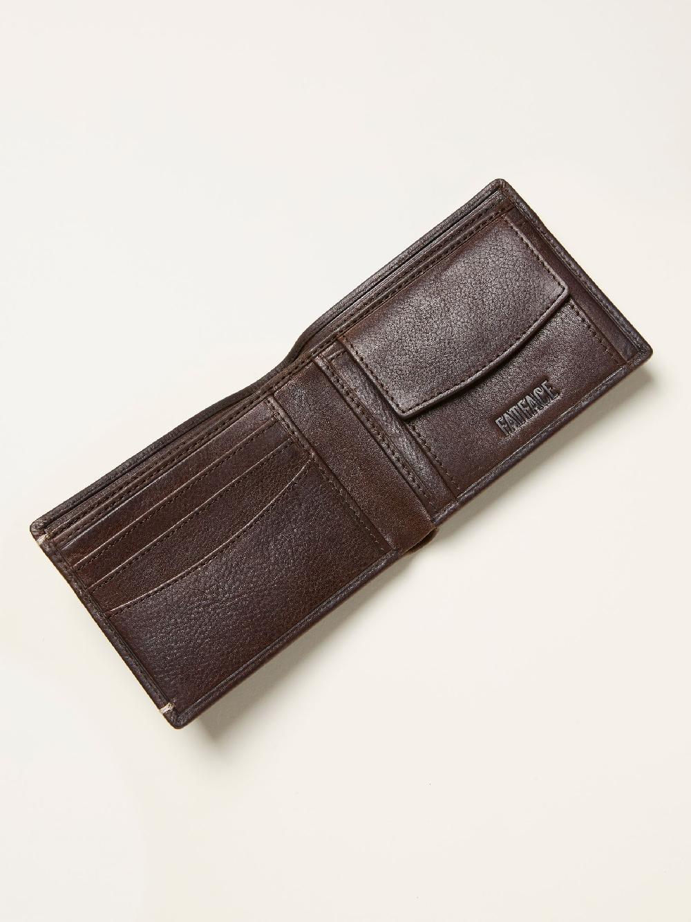 seraphine FatFace Chocolate Brown Corner Stitch Detail Leather Wallet