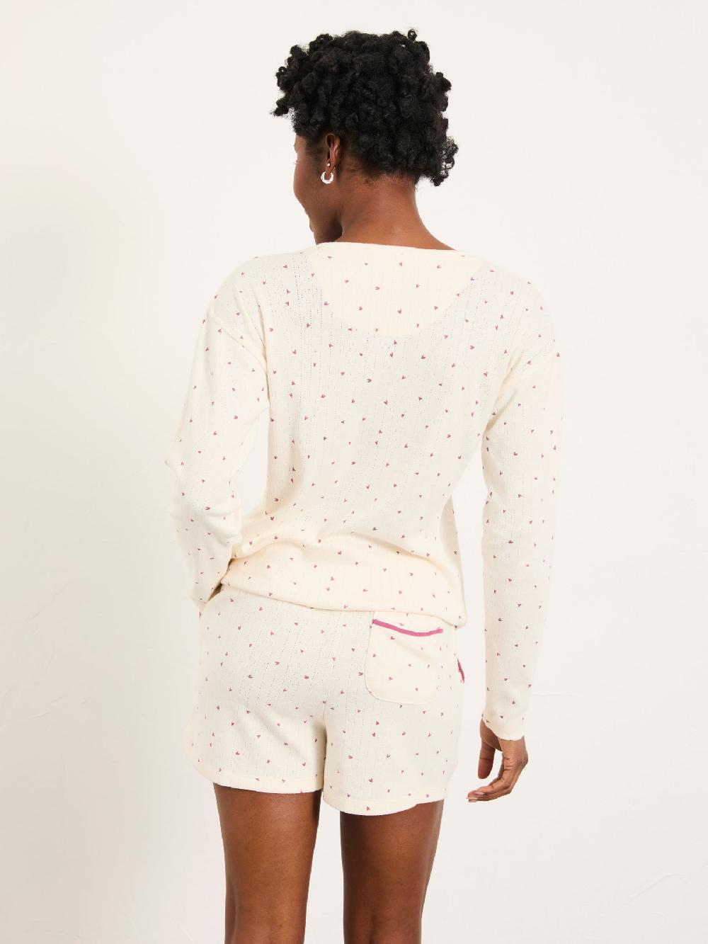 seraphine FatFace Ivory Pointelle Heart Print Jersey Pyjama Set