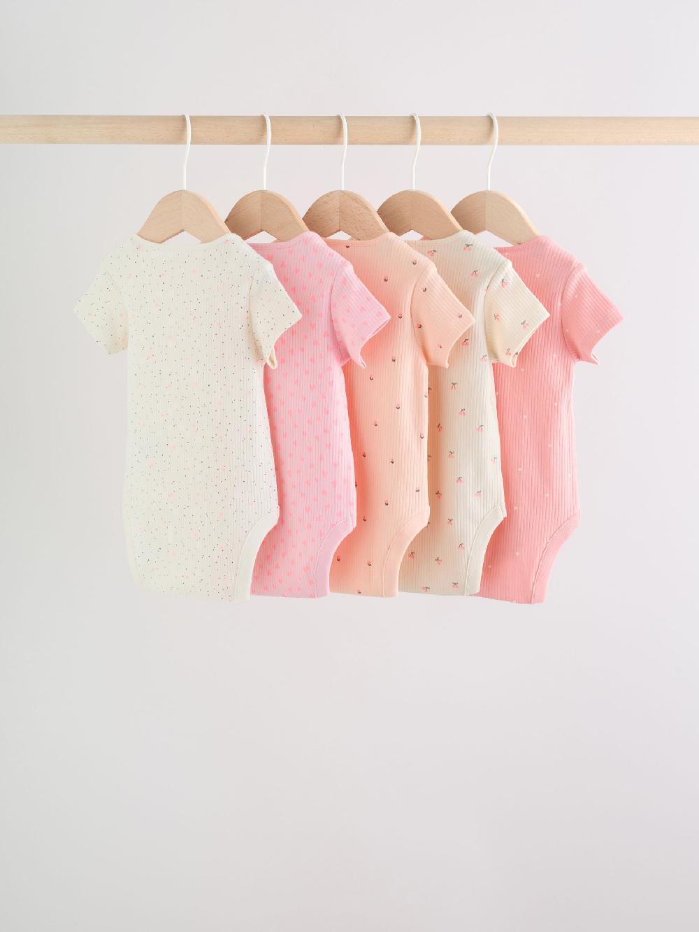 seraphine Fluro Pink Baby Short Sleeve Bodysuits 5 Pack