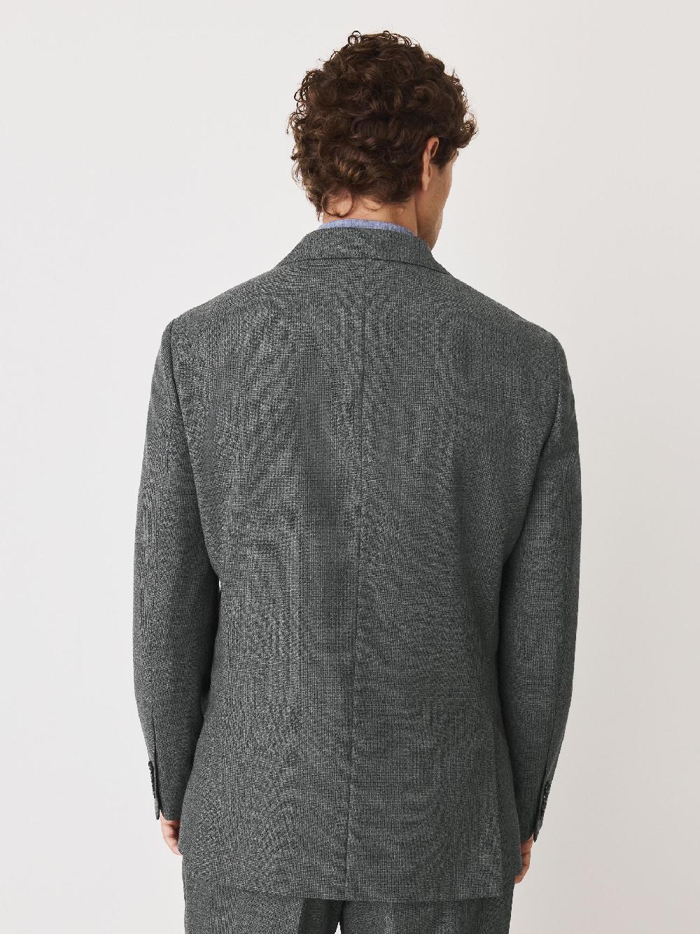 seraphine Grey Double Breasted Wool Blend Check Suit Jacket