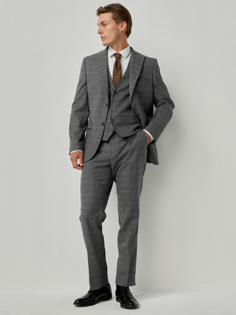 seraphine Grey Tailored Fit Check Flannel Suit Jacket