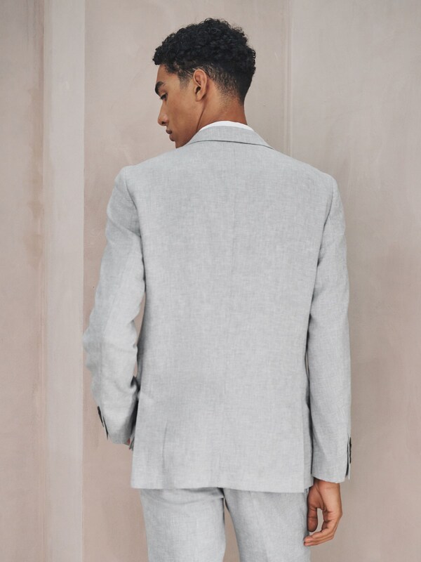 Seraphine Grey Tailored Fit Linen Blend Texture Suit Jacket