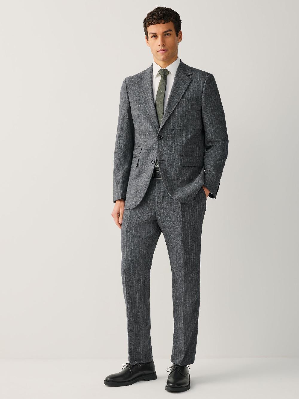 Seraphine Grey Tailored Fit Wool Blend Stripe Suit Jacket