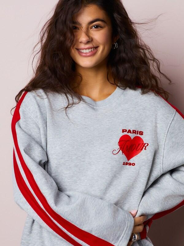 Seraphine Grey Valentines Paris Heart Graphic Sweatshirt