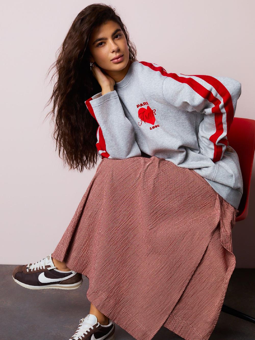 Seraphine Grey Valentines Paris Heart Graphic Sweatshirt