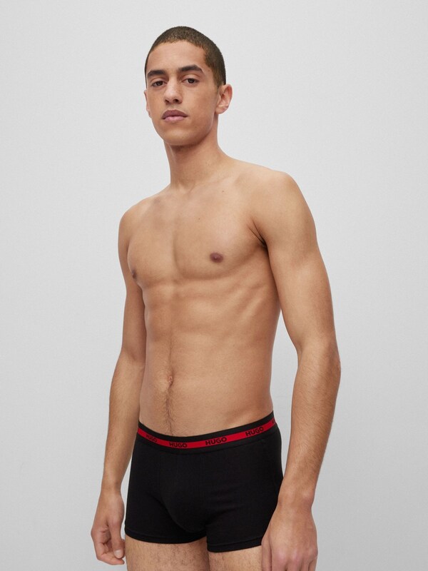 Seraphine HUGO Black Logo Waistband Stretch Cotton Trunks 3 Pack