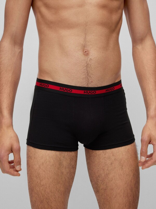 Seraphine HUGO Black Logo Waistband Stretch Cotton Trunks 3 Pack