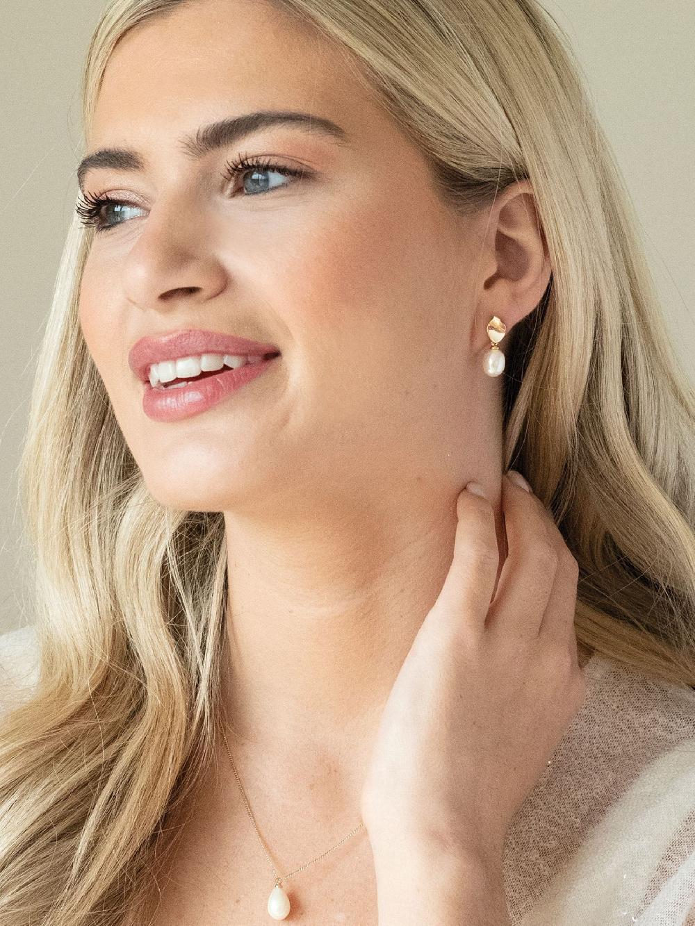 Seraphine Ivory & Co Gold Modern Pearl Effect Drop Earrings