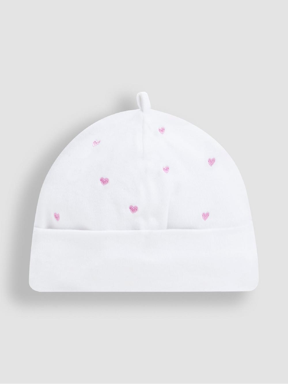 seraphine JoJo Maman Bébé Pink Heart Embroidered Cotton Baby Hat