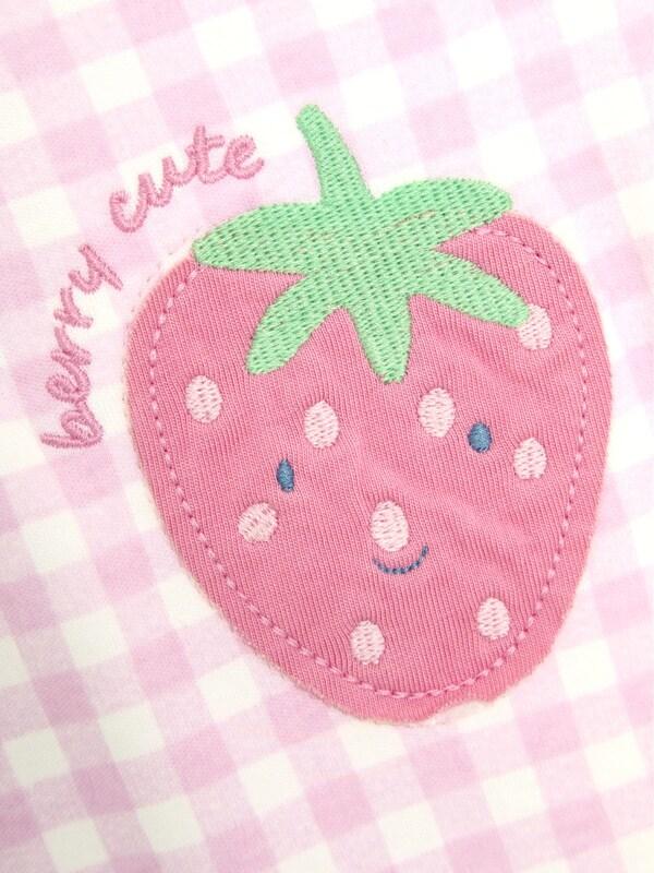 Seraphine JoJo Maman Bébé Pink Strawberry Cotton Footed Appliqué Zip Sleepsuit