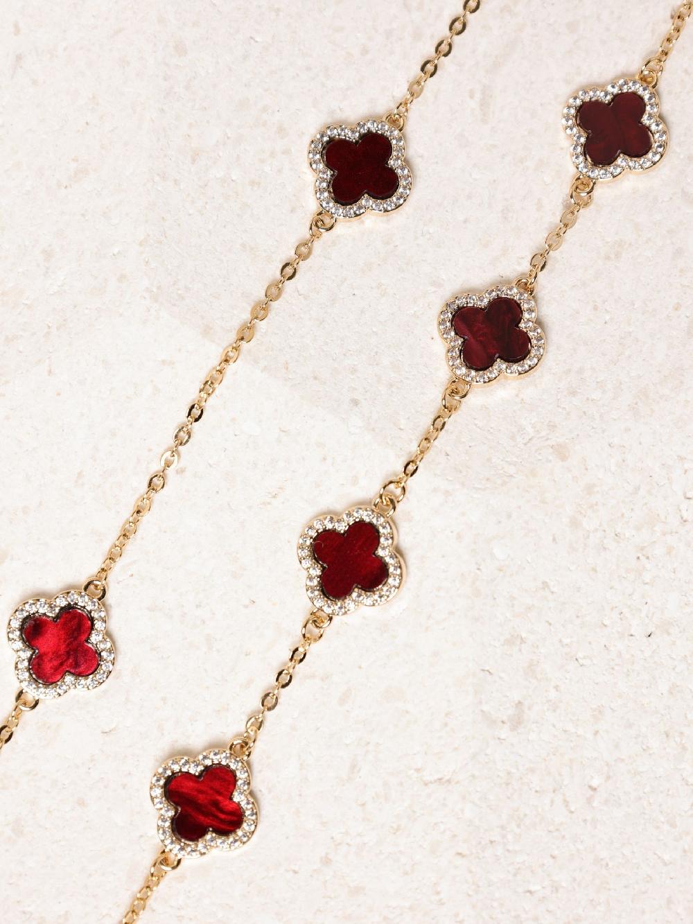 seraphine Jon Richard Red Plated And Jet Station Clover Necklace