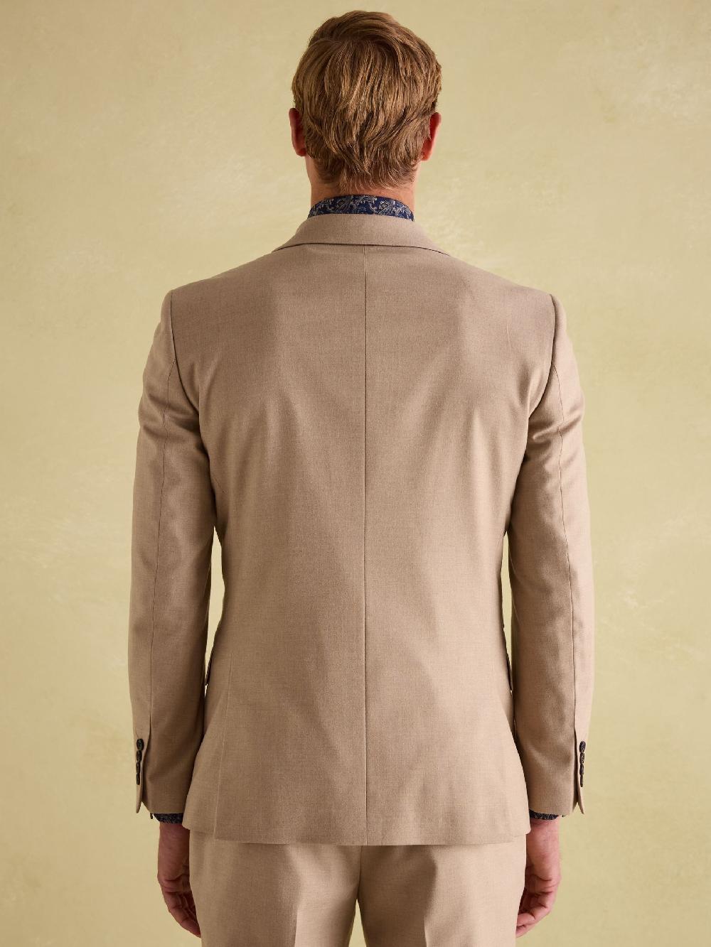 seraphine Joules Tan Brown Slim Fit Flannel Suit Jacket