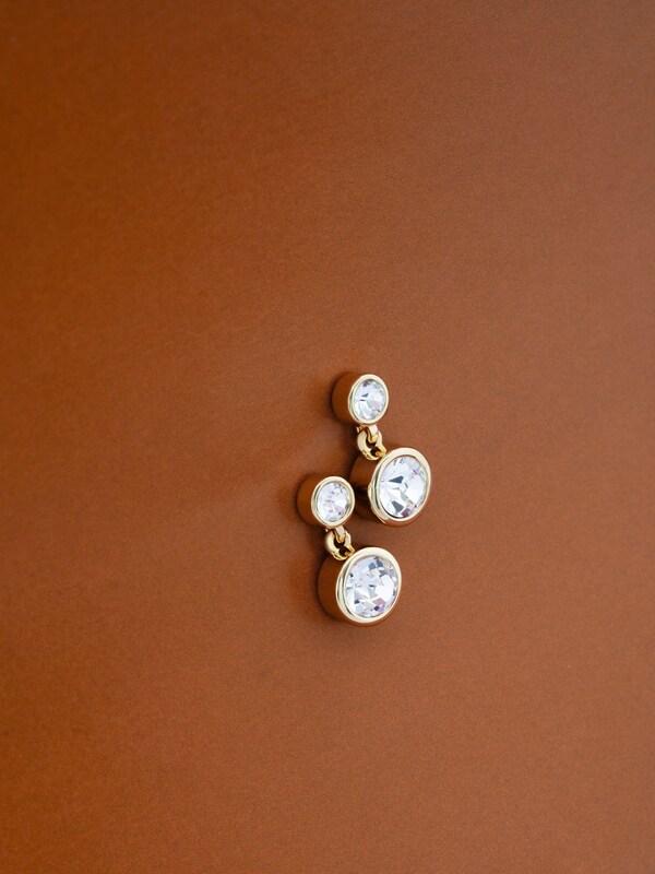 Seraphine Karen Millen Gold Crystal Dot Drop Earrings