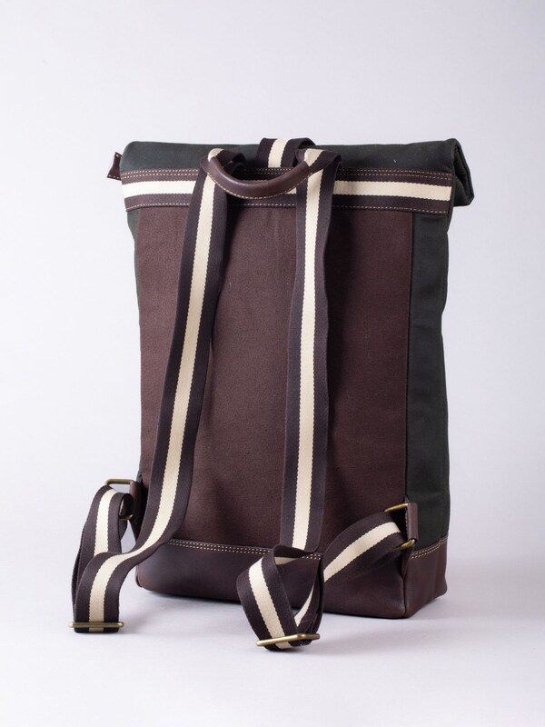 Seraphine Lakeland Leather Dark Green Waxed Walton Rolltop Backpack