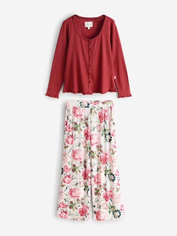 Seraphine Laura Ashley Pink Peony Pointelle Jersey Long Sleeve Pyjamas