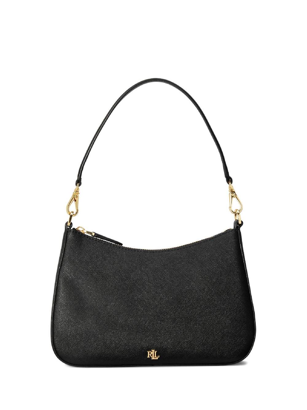 seraphine Lauren Ralph Lauren Black Danni Crosshatch Leather Medium Bag