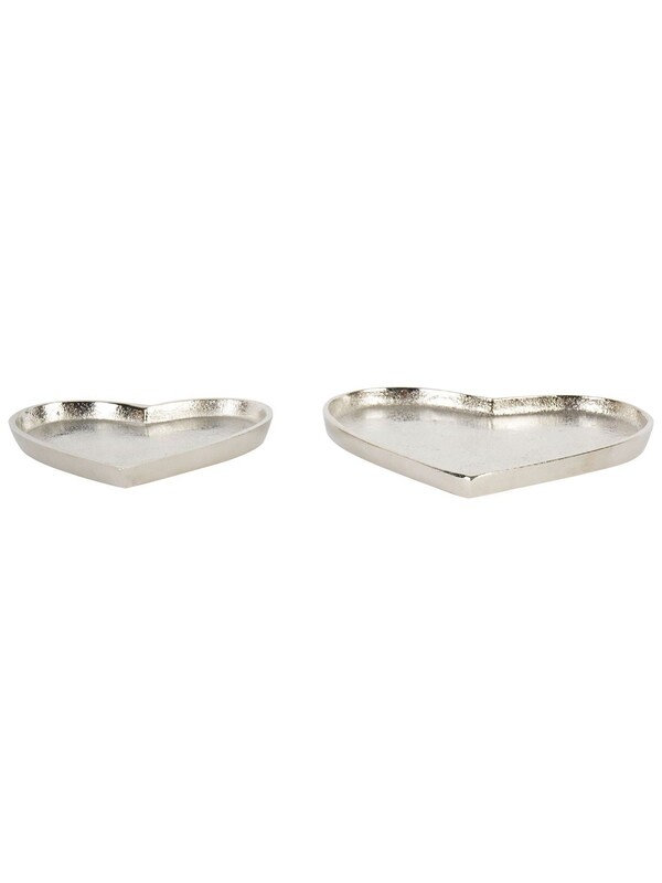 Seraphine Libra Interiors Set Of 2 Silver Esme Heart Plates