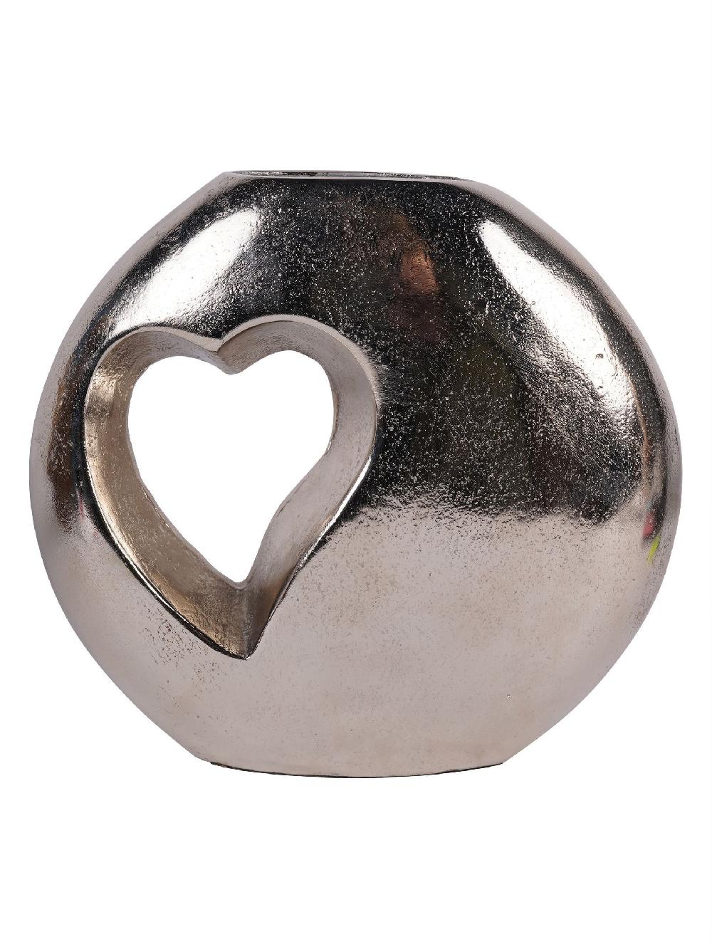 Seraphine Libra Interiors Silver Esme Heart Cast Aluminium Vase