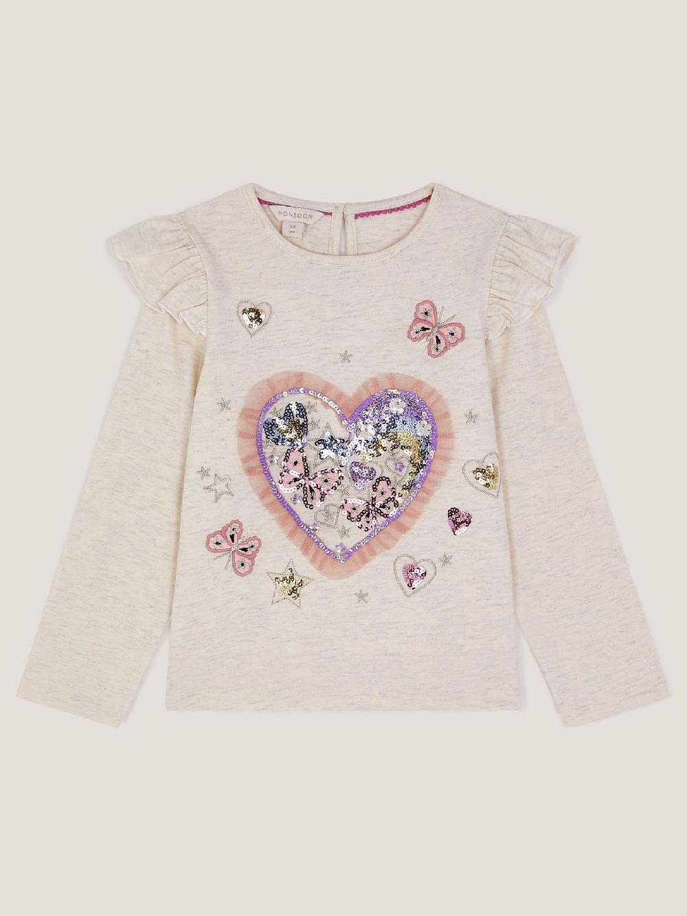 Seraphine Monsoon Cream Sequin Heart Butterfly Long Sleeve Top